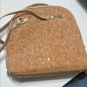 Miztigue Stylish Tan and Gold Women's Bag